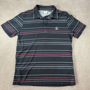Volcom Mens Smasher Trunk Stripe Polo Shirt Black Red Grey Size Medium